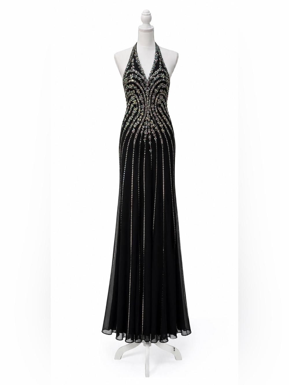 PROM / Formal Black Sequin Halter Dress - XS